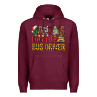 Burgundy Santa's Favorite Bus Driver Premium Hoodie - BundleAndBundleShop