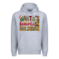 Heather Grey Santa's Favorite Bus Driver Premium Hoodie - BundleAndBundleShop