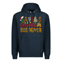 Navy Santa's Favorite Bus Driver Premium Hoodie - BundleAndBundleShop