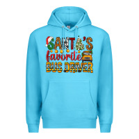 Ocean Blue Santa's Favorite Bus Driver Premium Hoodie - BundleAndBundleShop