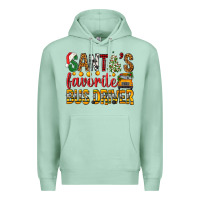 Seafoam Santa's Favorite Bus Driver Premium Hoodie - BundleAndBundleShop