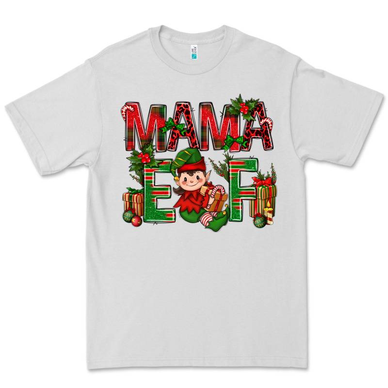 Mama Elf With Gift Christmas Premium Tee by NancyCooperArtShop | Teevron