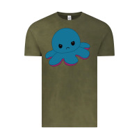 Vintage Olive angry blue moody reversible octopus Vintage Tee - lanVoArt