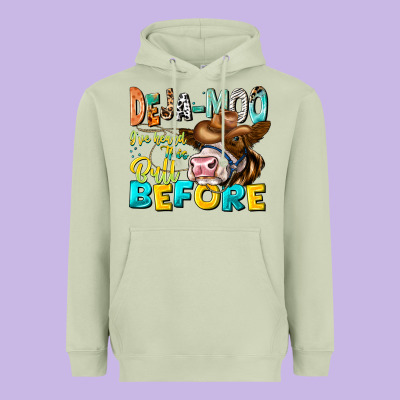 Deja Moo I've Heard Tih Bull Before Heavyweight Hoodie Designed By Cowhidedigitalart