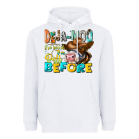 White Deja Moo I've Heard Tih Bull Before Heavyweight Hoodie - CowhideDigitalArt