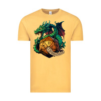 Vintage Mustard dragon and a d20 Vintage Tee - lanVoArt