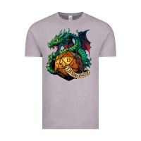 Vintage Zinc dragon and a d20 Vintage Tee - lanVoArt