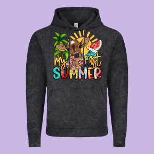 My First Summer Baby Cow Vintage Hoodie Designed By Nancycooperartshop