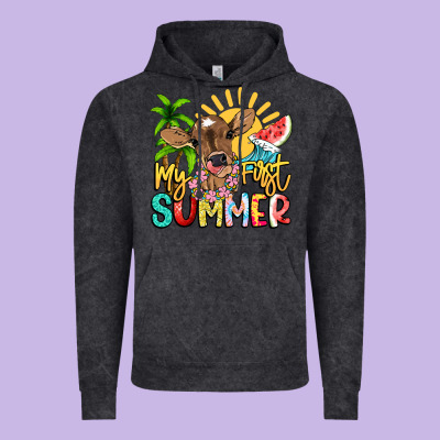 My First Summer Baby Cow Vintage Hoodie Designed By Nancycooperartshop