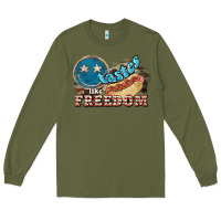 Army Green Tastes like freedom 4th of july Long Sleeve Tee - HowdyJamesFarm