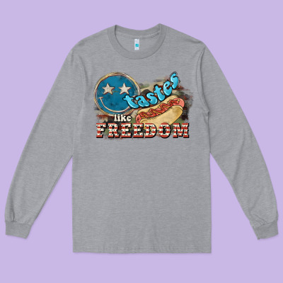 Tastes Like Freedom 4th Of July Long Sleeve Tee Designed By Howdyjamesfarm