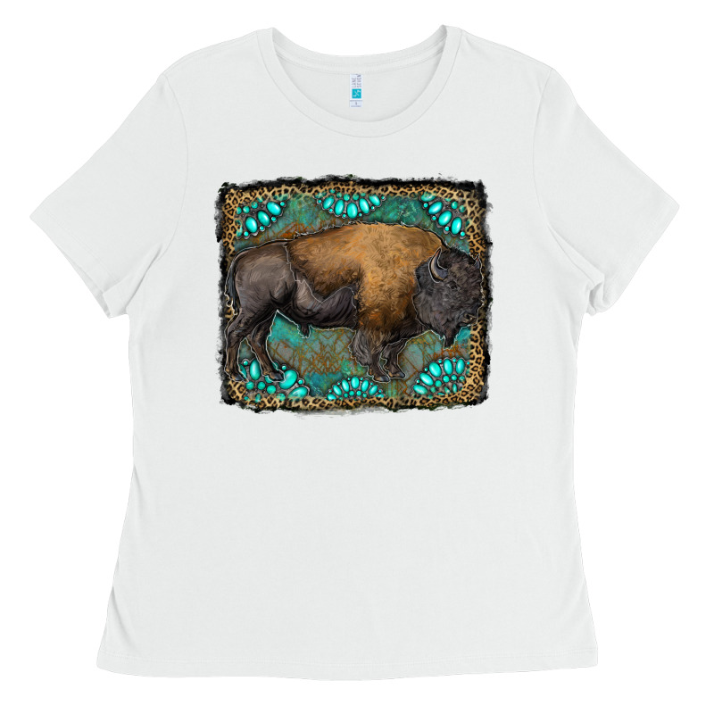 Bison With Gemstone Background Ladies Tee by RanaPortraitStore | Teevron