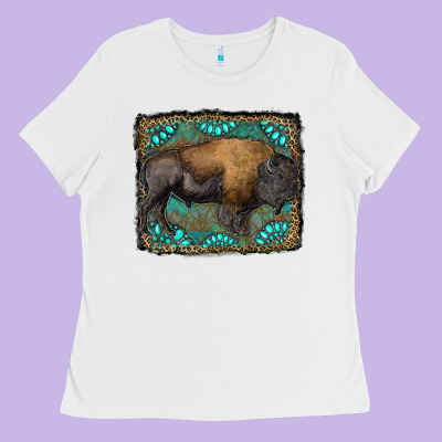 Bison With Gemstone Background Ladies Tee Designed By Ranaportraitstore