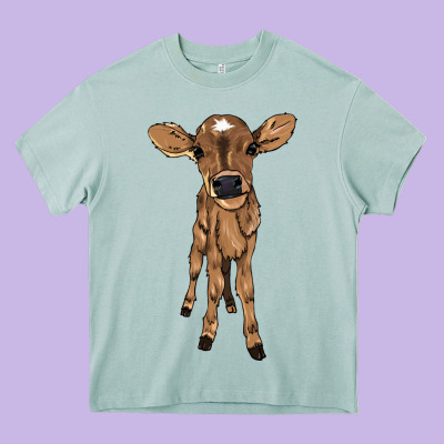 Baby Cow Heavy Core Tee Designed By Nancycooperartshop