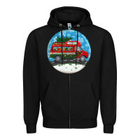 Black santa claus with retro van  christmas ornament Zipper Hoodie - BundleAndBundleShop