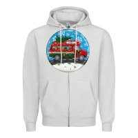 Dove Grey santa claus with retro van  christmas ornament Zipper Hoodie - BundleAndBundleShop