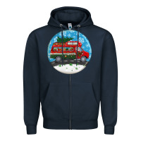 Navy santa claus with retro van  christmas ornament Zipper Hoodie - BundleAndBundleShop