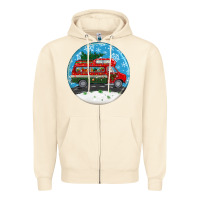 Sandshell santa claus with retro van  christmas ornament Zipper Hoodie - BundleAndBundleShop