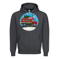Smoke santa claus with retro van  christmas ornament Zipper Hoodie - BundleAndBundleShop