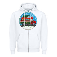 White santa claus with retro van  christmas ornament Zipper Hoodie - BundleAndBundleShop