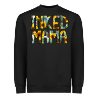 Black Inked Mama Flowers Heavyweight Sweatshirt - CowCowDesign