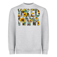 Heather Grey Inked Mama Flowers Heavyweight Sweatshirt - CowCowDesign