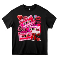 Black valentines day cassette Heavy Core Tee - NancyCooperArtShop