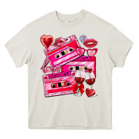 Cream valentines day cassette Heavy Core Tee - NancyCooperArtShop