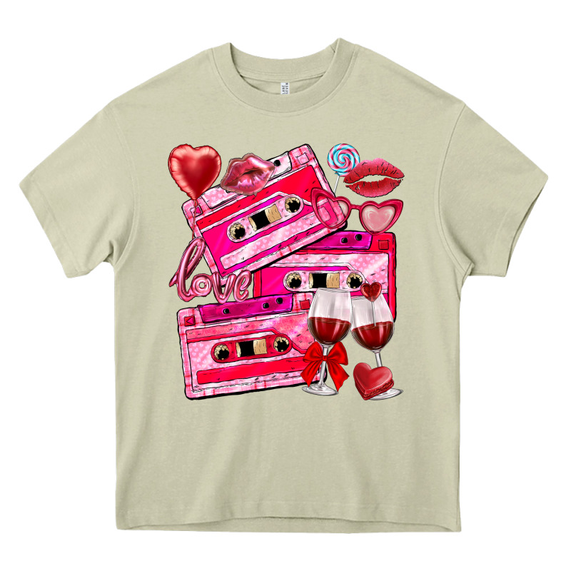 Valentines Day Cassette Heavy Core Tee by NancyCooperArtShop | Teevron