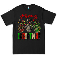 Black Merry Christmas skeleton hands Premium Tee - NancyCooperArtShop