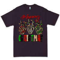 Plum Merry Christmas skeleton hands Premium Tee - NancyCooperArtShop