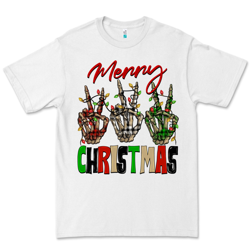 Merry Christmas Skeleton Hands Premium Tee by NancyCooperArtShop | Teevron
