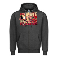 Charcoal Heather Wine İs My Valentine Fa Zipper Hoodie - FaDigitalArtStudio