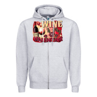 Heather Grey Wine İs My Valentine Fa Zipper Hoodie - FaDigitalArtStudio