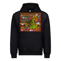 Black cactus and sunflowers with old wheel serape leopard cowhide background Urban Hoodie - Artiststas