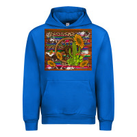 Cobalt cactus and sunflowers with old wheel serape leopard cowhide background Urban Hoodie - Artiststas