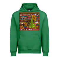 Emerald cactus and sunflowers with old wheel serape leopard cowhide background Urban Hoodie - Artiststas