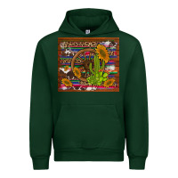 Forest Green cactus and sunflowers with old wheel serape leopard cowhide background Urban Hoodie - Artiststas