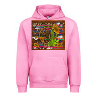 Fuchsia Pink cactus and sunflowers with old wheel serape leopard cowhide background Urban Hoodie - Artiststas