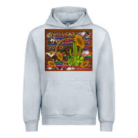 Heather Grey cactus and sunflowers with old wheel serape leopard cowhide background Urban Hoodie - Artiststas