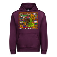 Mauve Wine cactus and sunflowers with old wheel serape leopard cowhide background Urban Hoodie - Artiststas