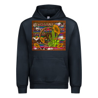 Navy cactus and sunflowers with old wheel serape leopard cowhide background Urban Hoodie - Artiststas