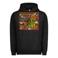 Pigment Black cactus and sunflowers with old wheel serape leopard cowhide background Urban Hoodie - Artiststas