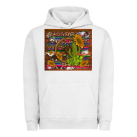 Pigment Lunar Rock cactus and sunflowers with old wheel serape leopard cowhide background Urban Hoodie - Artiststas