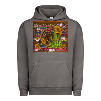 Pigment Tornado cactus and sunflowers with old wheel serape leopard cowhide background Urban Hoodie - Artiststas