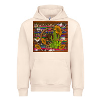 Sandshell cactus and sunflowers with old wheel serape leopard cowhide background Urban Hoodie - Artiststas