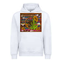 White cactus and sunflowers with old wheel serape leopard cowhide background Urban Hoodie - Artiststas