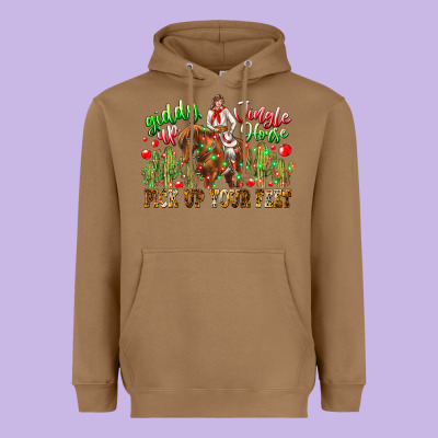 Giddy Up Jingle Horse Pick Up Your Feet Heavyweight Hoodie Designed By Cowhidedigitalart