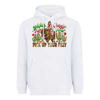 White Giddy Up Jingle Horse Pick Up Your Feet Heavyweight Hoodie - CowhideDigitalArt