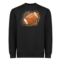 Black American Football Leopard Heavyweight Sweatshirt - CowCowDesign